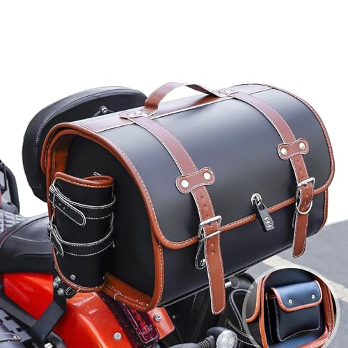 🏍️【Realizzata in pregiata pelle PU】Realizzata in pelle PU di alta qualità con fodera interna traspirante, questa borsa posteriore offre un elegante look vintage pur rimanendo leggera e facile da pulire. Una combinazione perfetta di resistenza e praticità per l'uso quotidiano