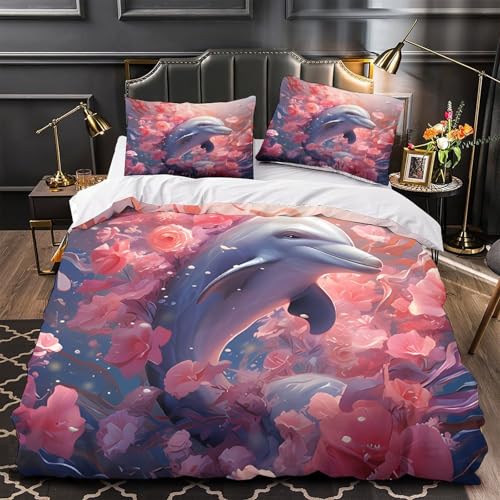 Parure de lit Super King housse de couette dauphin douceur 3D - 2