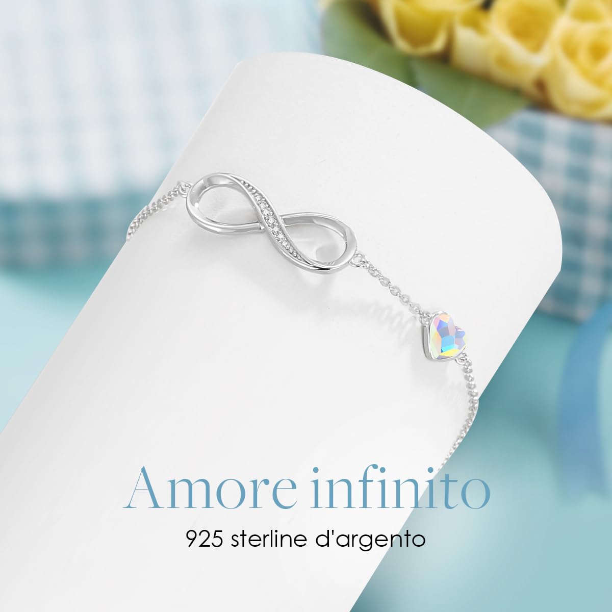 LOUISA SECRET Bracciale Donna Argento 925 or Acciai inossidabili Braccialetto Infinito Bracciali Cuore Gioielli Regalo Natale Compleanno Festa Della Mamma per Moglie Amiche Amica