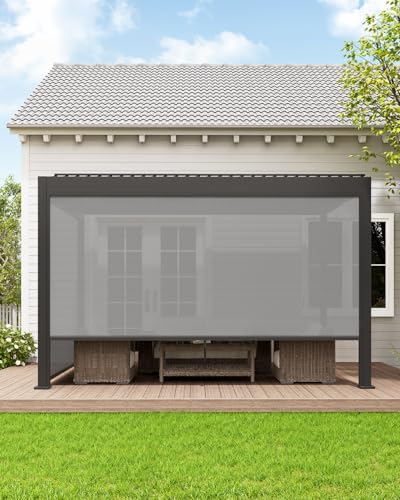 UNISHADES Retractable Pergola Sun Shade, for use on The Side of a 12.17'L × 7.75'H pergola to Block Out Light and Mosquitoes, not The pergola Itself.