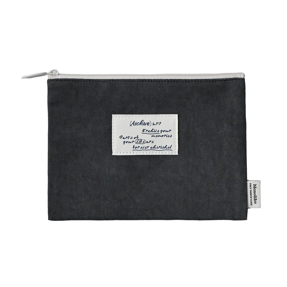 Monolike Archive 247 Faded Flat Pouch, Gray - Makeup Bag, Cosmetic Bag, Travel Bag, Toiletry Bag, Organizer, Storage Bag