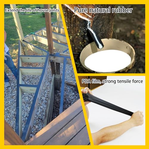 Image of Black Deck Joist Tape,2inx50ft,6-Pack,Joist Tape Decking,Decking Tape | Joist Deck Tape for Joist, Roofs Beams,RV,Doors, and Fences,Waterproof Butyl Joist Tapes,Anti-Corrosion,Weather-Resistan