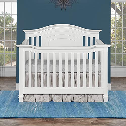 Evolur Fairbanks 5-in-1 Convertible Crib in Winter White, Greenguard Gold Certified