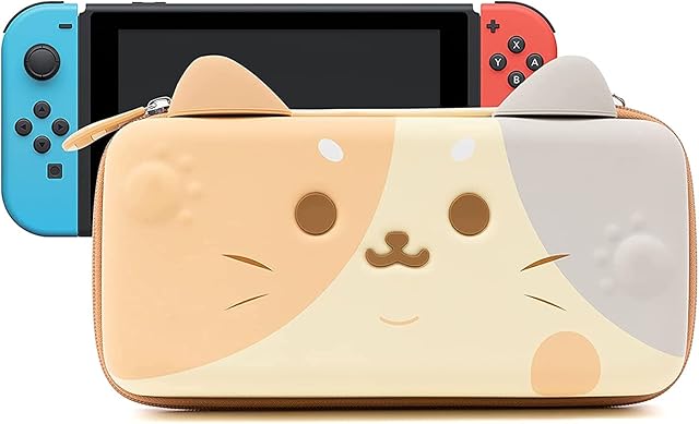 GeekShare Tricolor Cat Carry Case Compatible with Nintendo Switch/Switch OLED - Portable Hardshell Large Capacity Travel Carrying Case fit Switch Console and Accessories