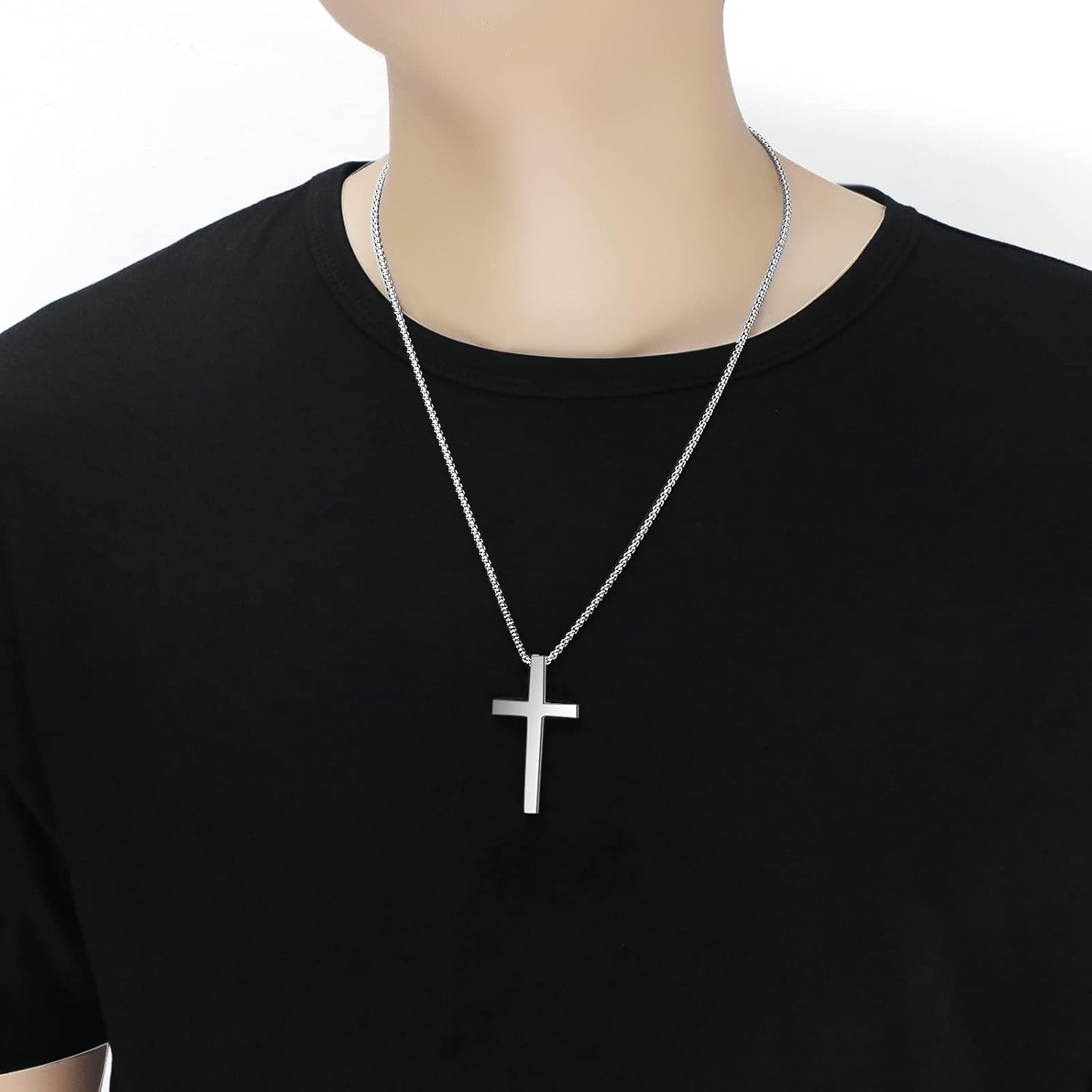 ZRAY Cross Necklace for Men Inspirational Bible Verse Cross Pendant Stainless Steel Cross Chain 22+2inch Christian Jewelry Meaningful Religious Gift for Boys - Image 5