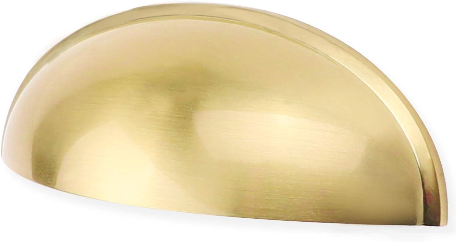 goldenwarm 12 Pack 3 in Light Brass Bin Cup Pulls Brushed Gold Cabinet Pulls Gold Cup Drawer Dresser Hardware Closet Door Pulls