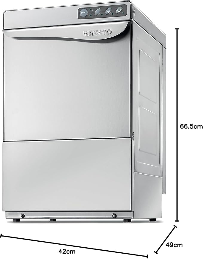 MBH - Lavabicchieri professionale KROMO AQUA 37 in acciaio inossidabile SENZA pompa di scarico. Macchina lavastoviglie per cucina industriale di bar, ristorante e ristorazione.