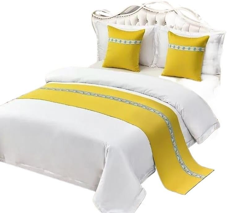 Home Hotel Bedroom Bedding Bedspread Colorful Leaves Bed Runner Flag Scarf/Bed Tail Towel(G,50x240cm)