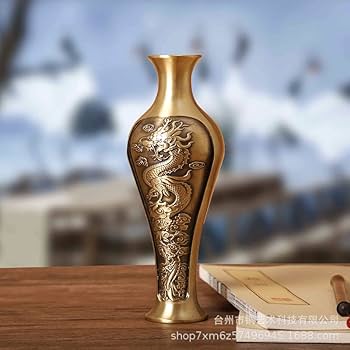 銅　花瓶 Amazon.com: 铜花瓶桌面摆件黄铜花瓶装饰仿古花插客厅家居摆件
