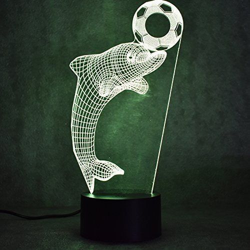 Lampe Led Photos De Dauphins Animaux, Veilleuse 3D Pour Enfant Bébé, Lampe De Chevet USB Veilleuse Illusion Pour Garçons Filles, 16 Couleurs Changeantes Avec Télécommande Pour Vacances, Anniversaire