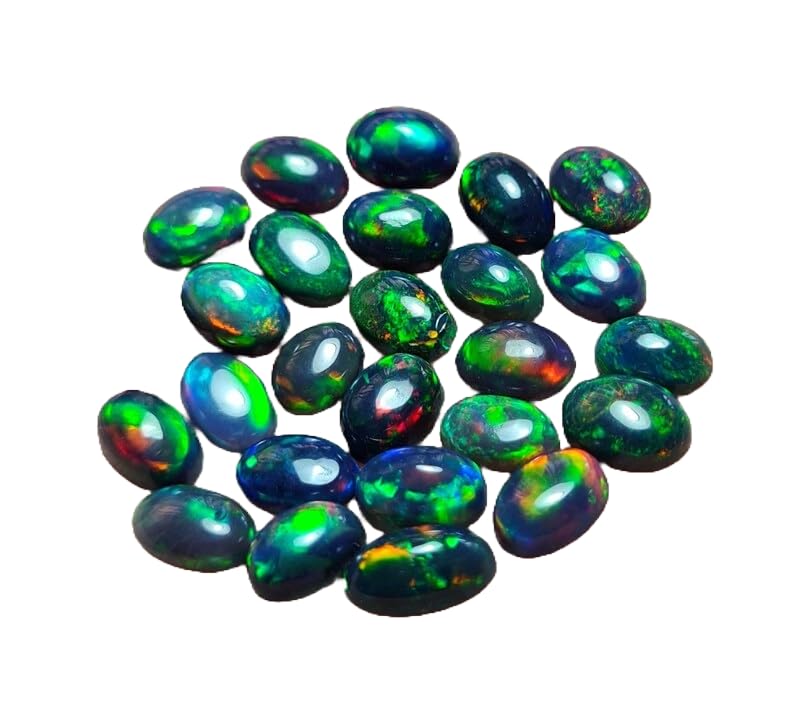Cabochons en opale éthiopienne noire AAA 6x4mm, pierres ovales naturelles d'une élégance rare