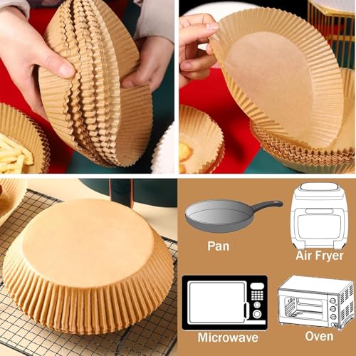 Image of RJ Shop 8 Inch Air Fryer Liners Disposable - 100 PCS Square Parchment Paper for 5-8 QT Air Fryer (Round)