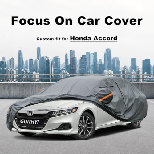 Image of GUNHYI Premium Car Cover Custom Fit Honda Accord (1990-2026), 16 Layers Heavy Duty Car Cover Waterproof All Weather with Zipper Door for Sun Rain Snow Dust Uv Protection