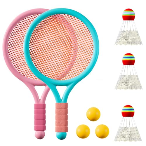 Roysmart Set de Bádminton Ligero para Niños con 2 Raquetas de Tenis, 2 Pelotas de Entrenamiento Suaves y 2 Bádminton