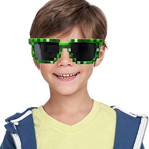 grinderPUNCH KIDS Children's 8-Bit Pixel Retro Novelty Gamer Sunglasses Ages 4+3