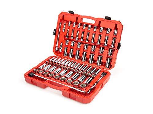 TEKTON 1/2 Inch Drive Shallow and Deep 6-Point Socket and Ratchet Set with Case, 83-Piece (3/8 - 1-5/16 in., 10-32 mm) | SKT25302