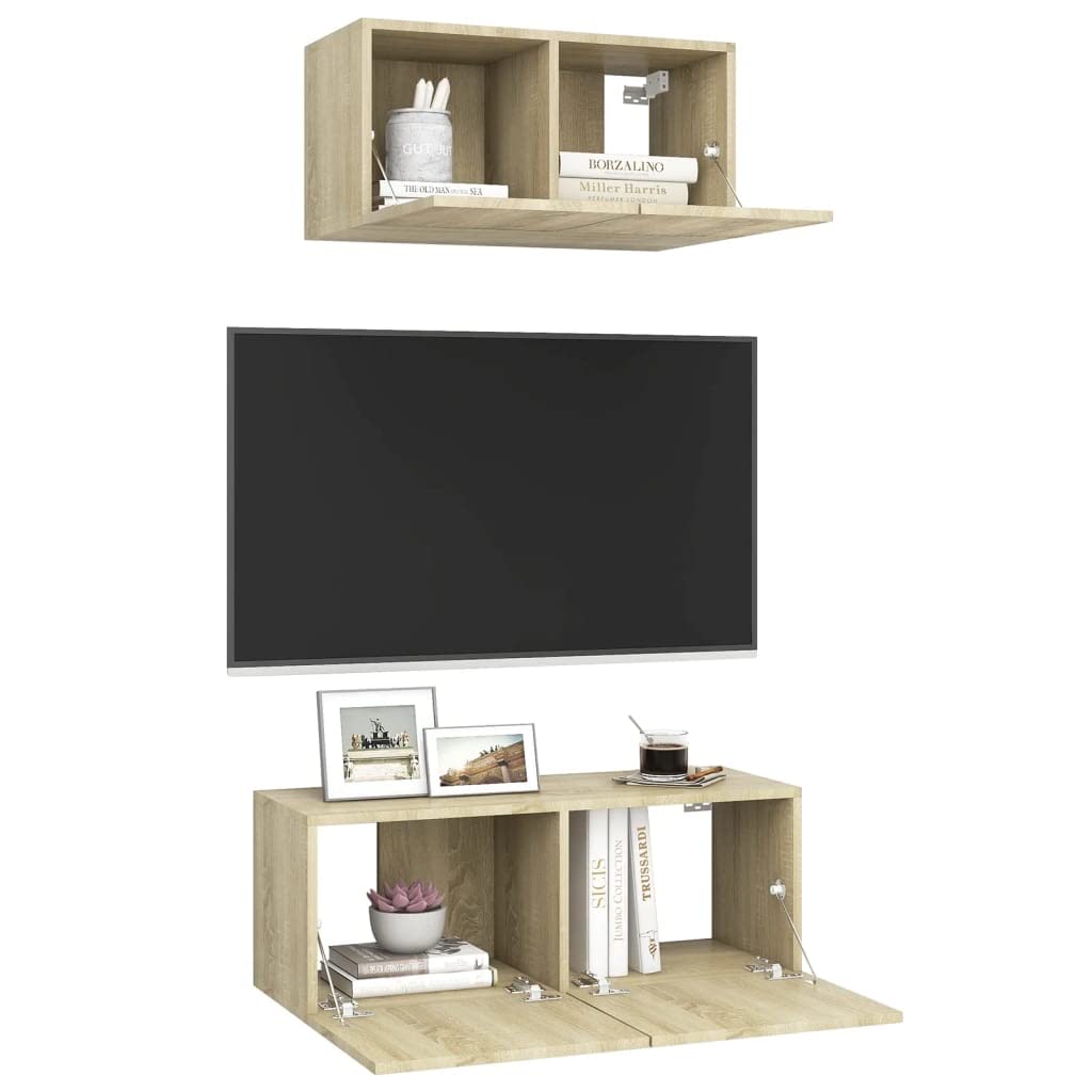 mobile tv,mobile tv soggiorno,mobile porta tv,Set Porta TV 2 pz Rovere Sonoma in Truciolatomobile soggiorno,mobile per tv,mobiletto tv,