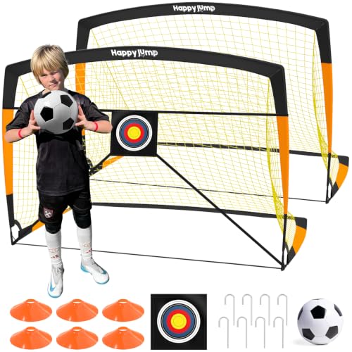 Image of Happy Jump Kids Backyard Soccer Goals 7x5 & 5x3.6 FT, Portable Outdoor Play