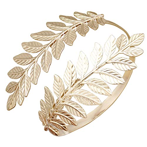 RIVERTREE Greek Goddess Gold Leaf Branch Upper Arm Cuff Costume Open Arm Bracelet Armlet Armband Bangle
