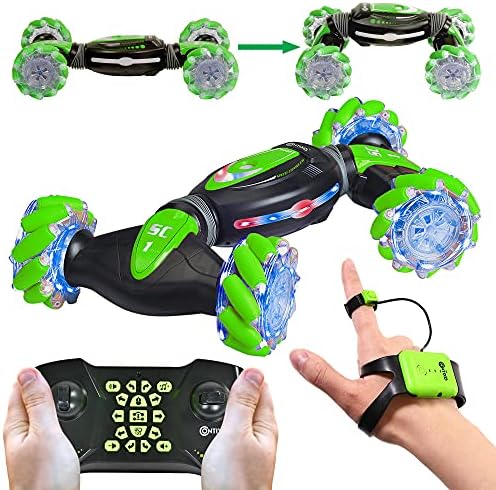 Contixo SC1 All Terrain Speed Crawler RC Stunt Car, 4WD 2.4GHz Remote Control Car Gesture Sensor Toy Cars, Double Sided Rotating Offroad Vehicle 360° Flip with Lights Music, Kids Toy Cars