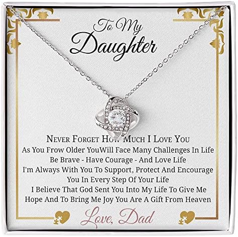 To My Daughter Necklace - Father And Daughter Necklace Heart - Necklace Gift From Daddy - Luxury Necklace Silver Perfect Gifts On Birthday, Anniversary Graduation For Daughter - Includes gift box!