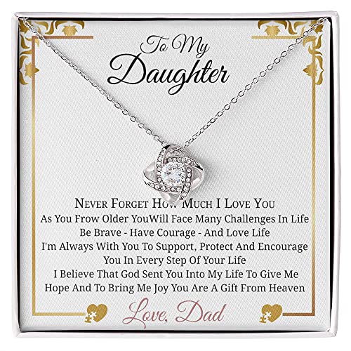 To My Daughter Necklace - Father And Daughter Necklace Heart - Necklace Gift From Daddy - Luxury Necklace Silver Perfect Gifts On Birthday, Anniversary Graduation For Daughter - Includes Gift Box! #TOP1