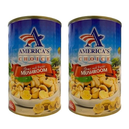 America's Choice Stems and Pieces Mushroom - Easy Open - Convenient Packaging - 2 x 400 grams - Twin Pack
