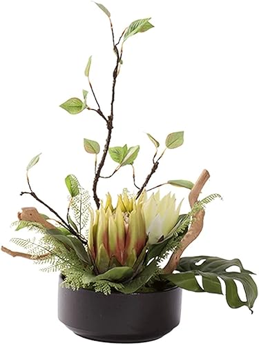 KIZQYN Artificial Flowers 2047Inch Artificial PlantsArtifical Flower with Black Round PotsGreen Silk Bouquet for BathroomHome Decor Fake Flower Home