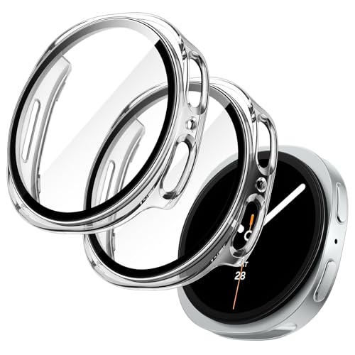 JETech Case with Screen Protector for Samsung Galaxy Watch 8 44mm, Overall Protective Cover, Built-in Tempered Glass Film High Sensitivity, 2 Pack (Clear)