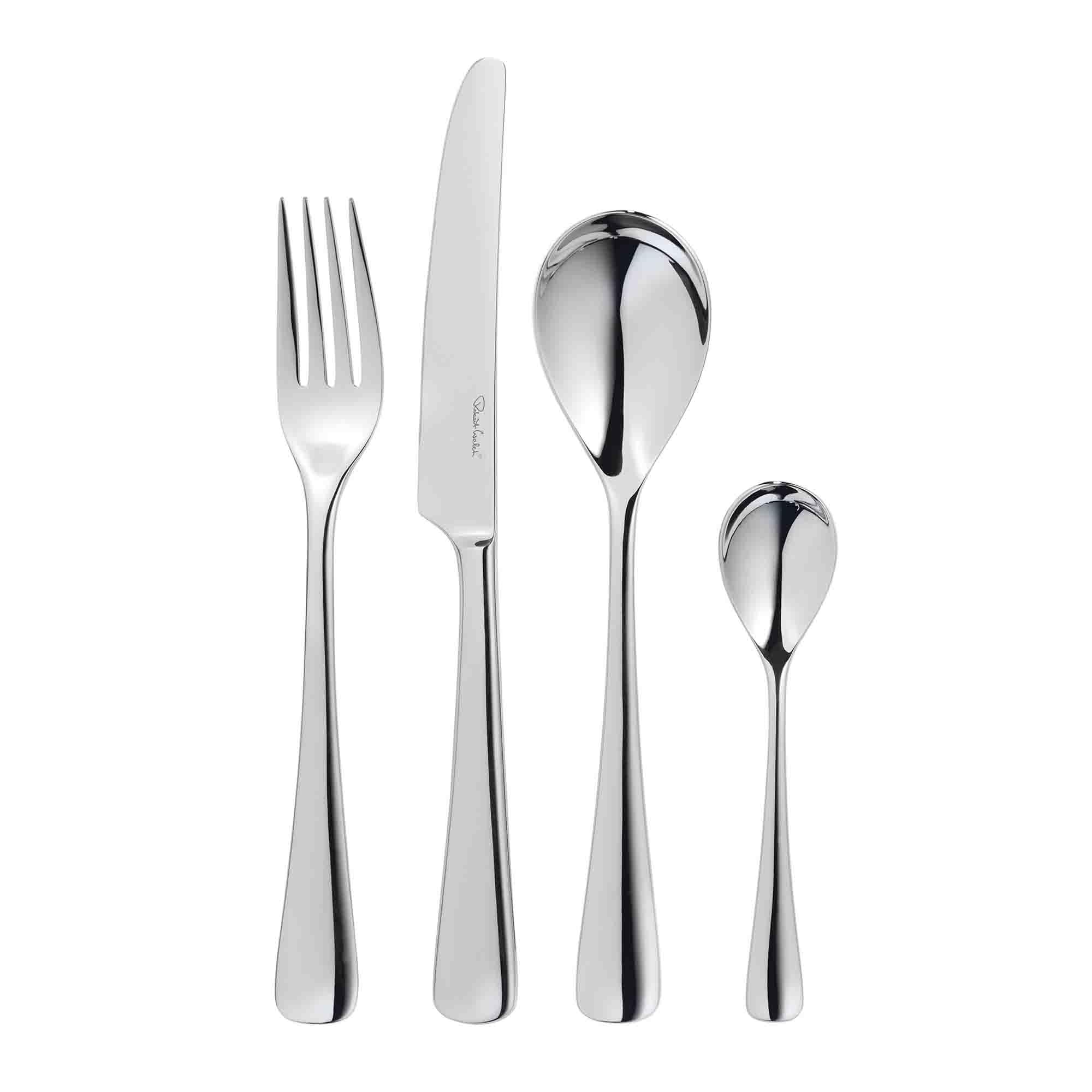 Robert Welch Malvern Bright: 24 Piece Cutlery Set for 6 Place Settings | Premium 18/10 Stainless Steel Mirror Finish. Dishwasher Safe. Gift Boxed.