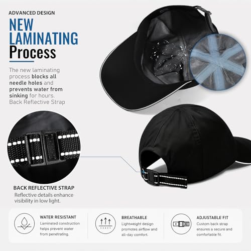 Image of Mens Waterproof Baseball Cap Womens Rain Hat Quick Dry Running Hat with Sweatband Outdoor Golf Breathable Sports Cap