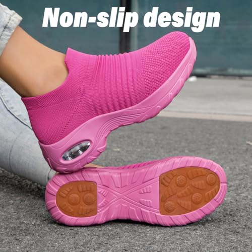 Image of Non Slip Work Shoes Women, Slip On Sneakers Women,Work Shoes Walking Gym Nurse Mesh Casual Fashion Sneakers Comfort Breathable Lightweight