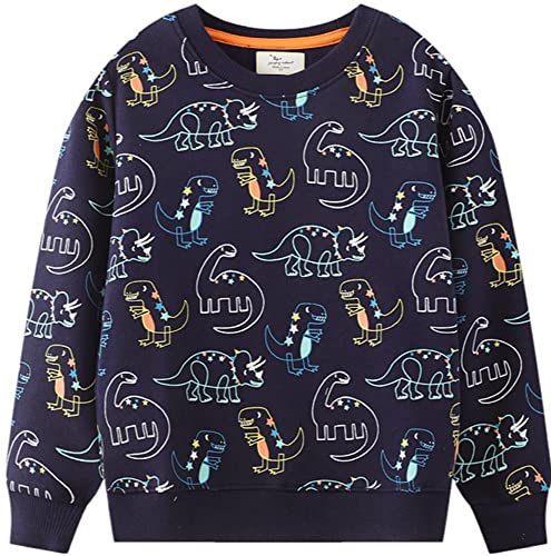 Image of Akyzic Boys Sweatshirts Cotton Long Sleeve Crewneck Pullover Toddler Kids Winter Warm Shirt Sweater Tops 3t-8t