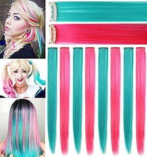 Rhyme Rainbow Hair Extensions Colored Hair Extensions Clip In/On For Girls Hair Accessories Wig Pieces For women 9PCS