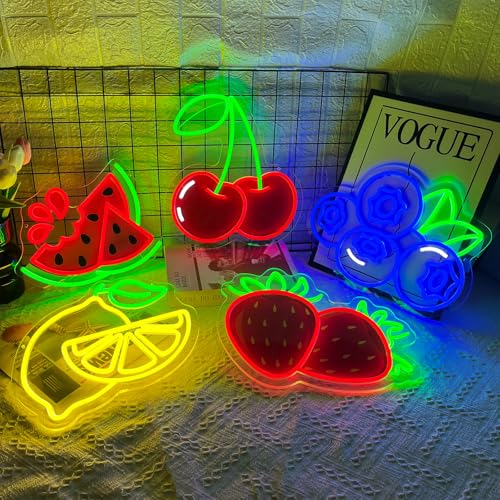 Image of Lemon Neon Sign for Wall Decor, Dimmable Yellow Lemons Neon Lights, Vibrant Fruit Themed Neon LED Signs for Kids Room, Bedroom, Restaurant, Bar, Club, Fruit Shop, Birthday Party