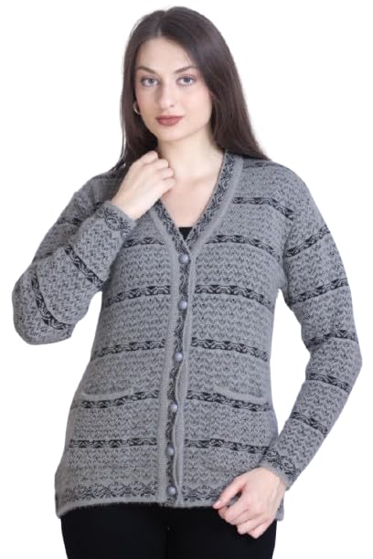 first sleep Women's Button Down Knit Cardigan with Pockets Warm Soft Long Sleeve Winter Sweater Vintage Inspired Patterned Design Cozy Casual Wear for Office Travel Home Layering-picture-25