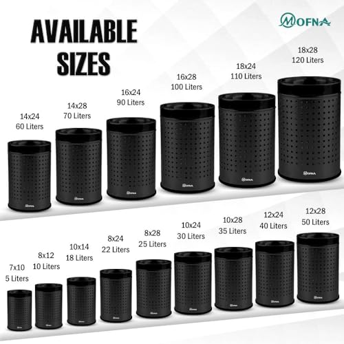 Image of mofna Stainless Steel Square Perforated Dustbin for Home, Trash Can, Garbage Bin for Bathroom, Office, Bedroom, Kitchen & Toilet or Commercial Use- (10x14 In -18 Liter, Black), Pack of 1