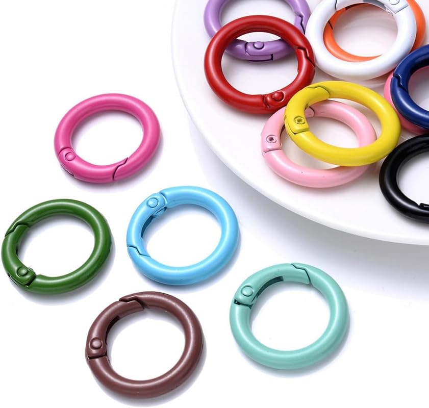EVALUEMART Pack of 10 Metal Spring O Rings Round Carabiner Keyring