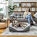 PawHut Hundesofa Hundecouch, Waschbarer Bezug, Haustiersofa mit Rückenlehne und Holzbeine, Katzensofa, Hundbett für mittelgroße Hunde unter 25 kg, 90cm x 78cm x 25cm, Grau