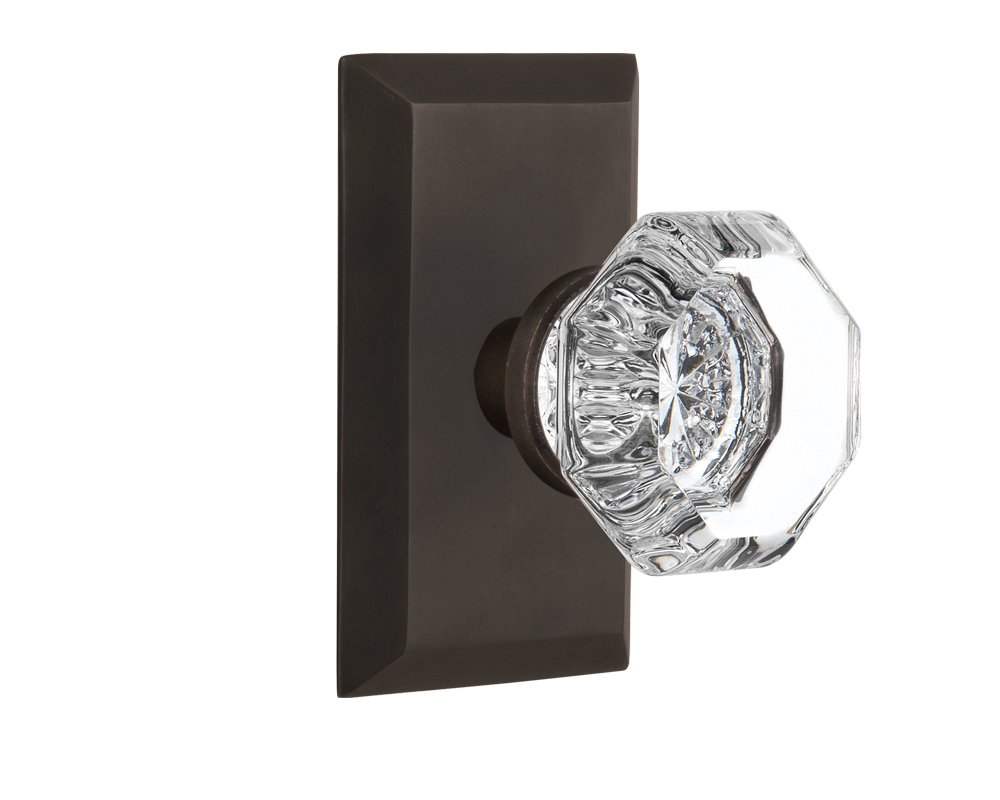 Nostalgic Warehouse Studio Plate with Waldorf Knob, Privacy - 2.375", Oil-Rubbed Bronze