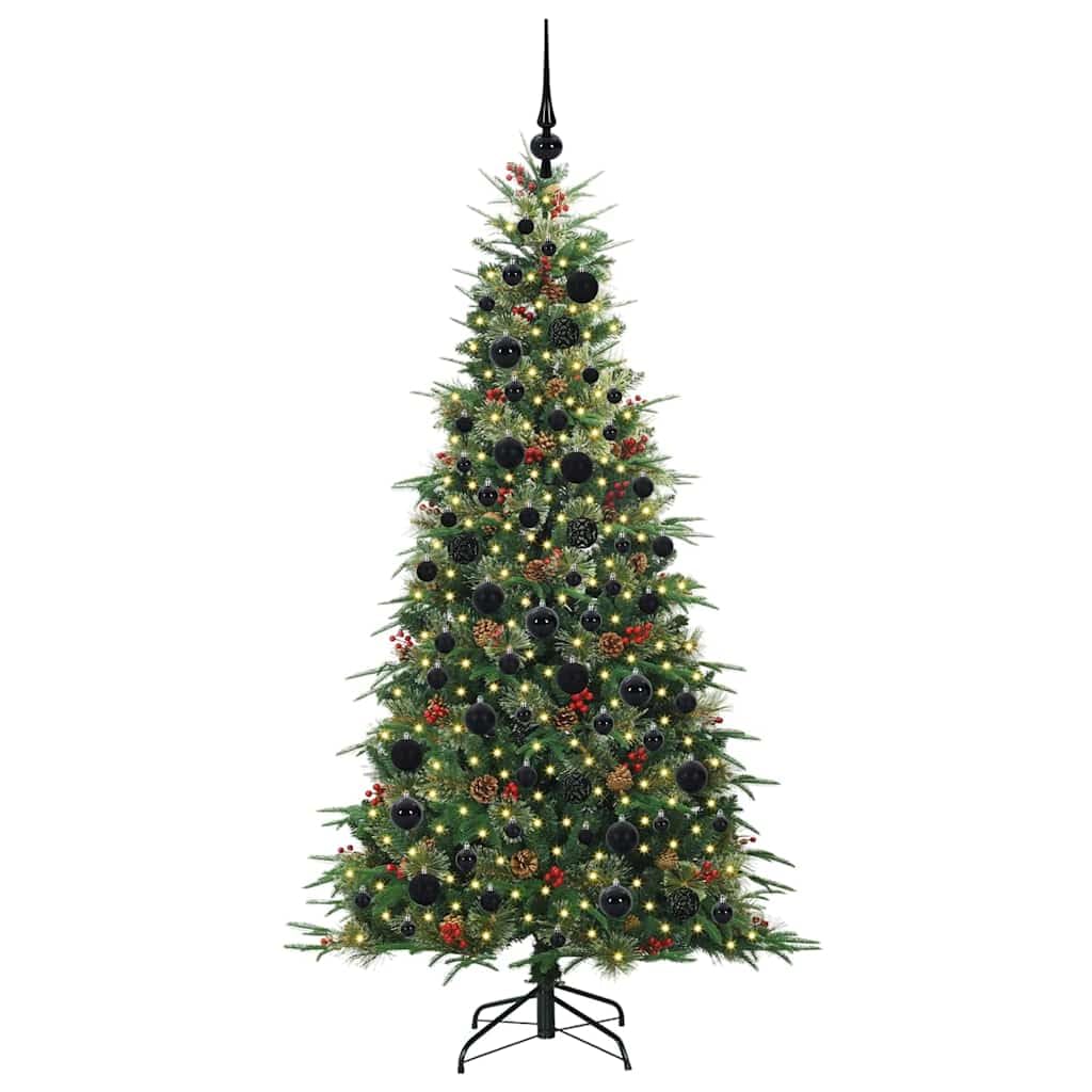 Sztuczna składana choinka zielona, 180 cm, PE i PCW, wstępnie oświetlona 300 diodami LED, do użytku wewnątrz i na zewnątrz, świąteczna dekoracja