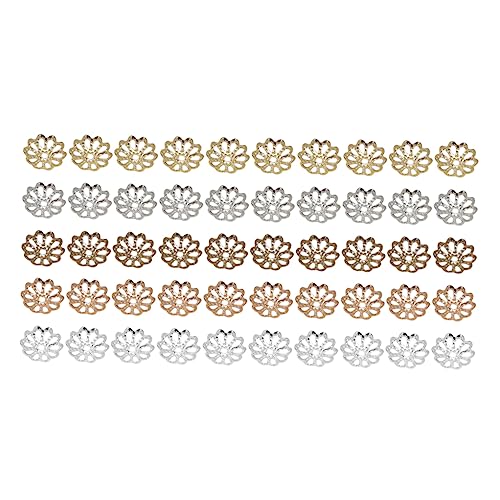 KALLORY 1000pcs Bead Caps Rolling Ruler Copper Bead Caps Fancy Bead Caps End Caps Spacer Beads Dungaree Buckle Metal Bead Caps Jewlery DIY Jewelry Charm The Flowers Material
