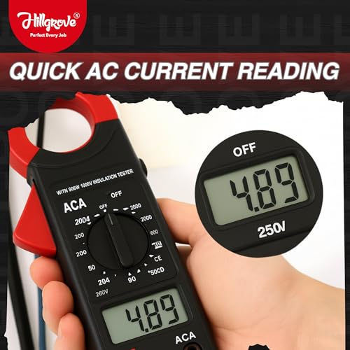 Image of Hillgrove HGCM1408M1 Digital Volt Clamp Meter Multimeter AC DC Auto Range Continuity Digital Tester Kit Meter