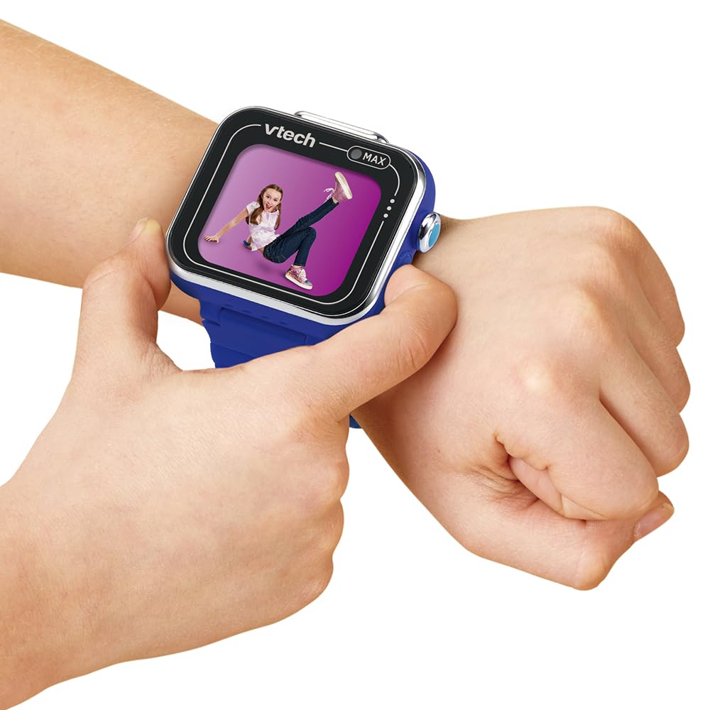 VTech - KidiZoom SmartWatch Max Bleue, Montre Digitale Enfant, Photo, Selfie, Vidéo, Écran Tactile Horizontal, Jouet High-Tech, Cadeau Enfant et Ado de 5 Ans à 14 Ans - Contenu en Français