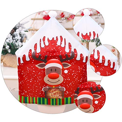Partykindom 3Pcs Christmas Decorative Chair Cover Hat Shape Chair Slipcover (Elk) Christmas Decorations Gifts Ornaments #TOP7
