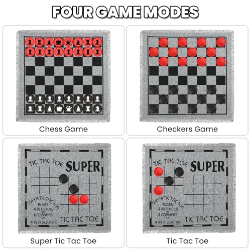 Juego de mesa gigante 4 en 1 con piezas y tapete reversible miniatura 2