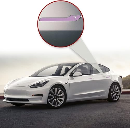Miniatura 5 de IPG Kit de calcomanías para manija de puerta Tesla Model 3  Model Y juego de 4 con logotipo de Tesla Lilac