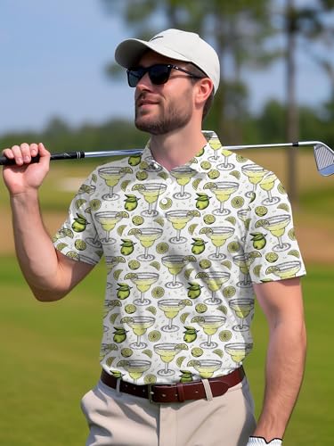 Image of PAGYMO Funny Golf Shirts for Men Crazy Printed Pattern Novelty Moisture Wicking Performance Mens Polo Shirt