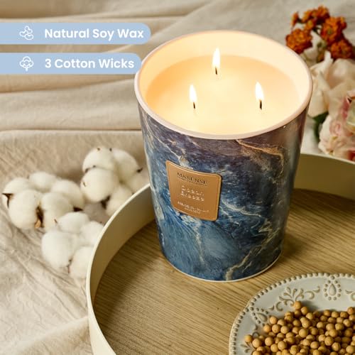 Image of M&SENSE Ocean Breeze Summer Scented Candles for Home, 3-Wick Highly Scented Jar Candles, 35 Oz 150 Hours Long Lasting Burning Candles Gifts for Women, Relaxing Aromatherapy Candle for Stress Relief