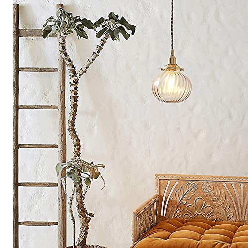 Lampe suspendue globe de chevet simple en laiton véritable - 2